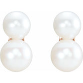 14K Rose Cultured White Freshwater Pearl Ear Climbers